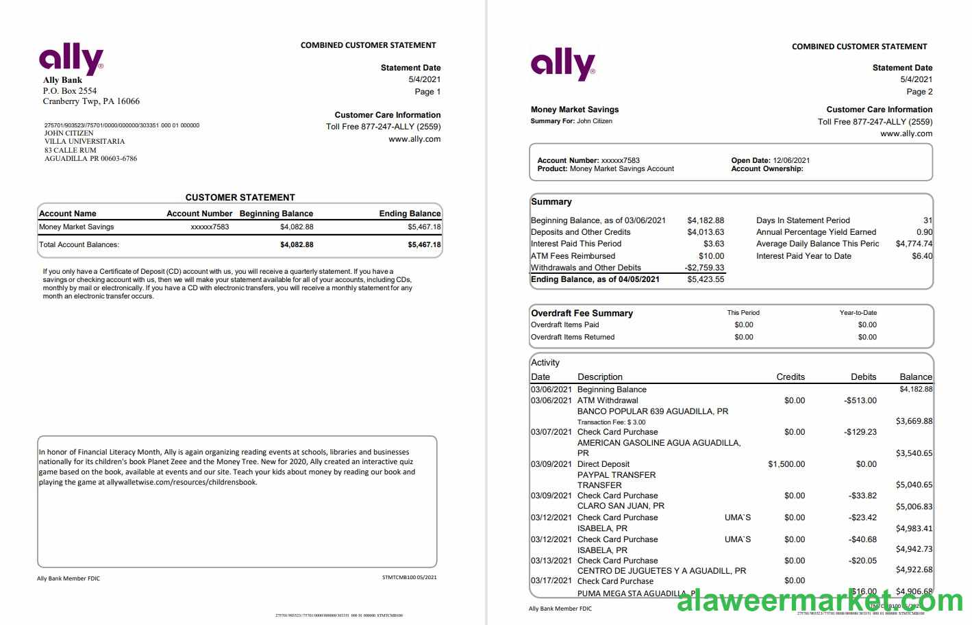 USA Ally bank 4 pages